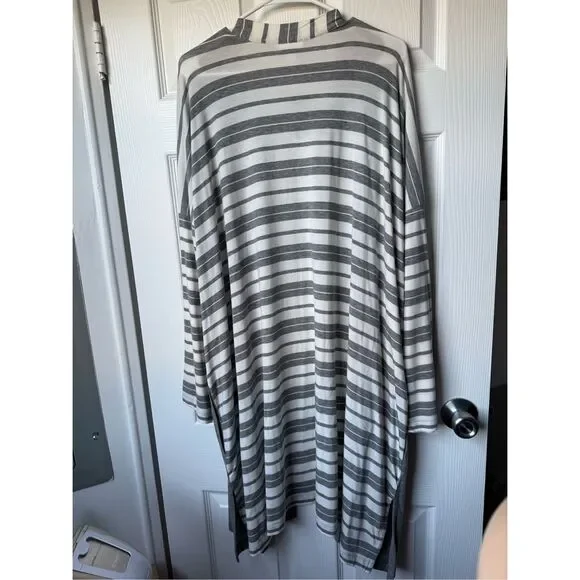 Pure Jill 4X Gray White Stripe Lightweight Open Front Cardigan Sweater Stretch - Picture 6 of 6